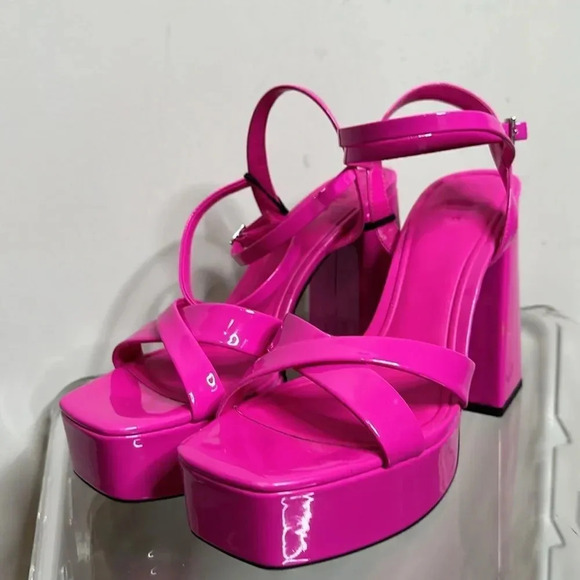ZARA STRAPPY CHUNKY PLATFORM HEELED SANDALS - Picture 6 of 13